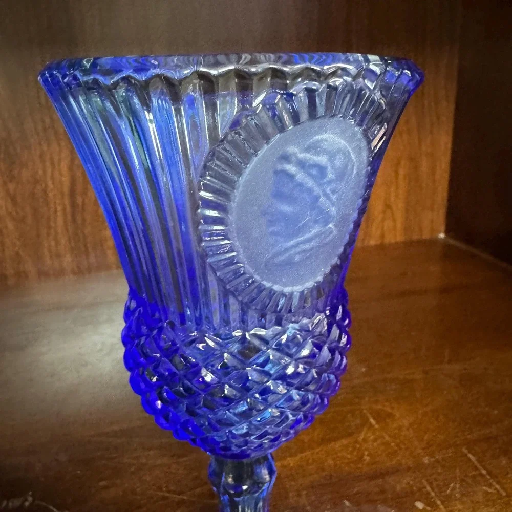 Vintage Avon Fostoria Cobalt‎ Blue George Washington Goblet